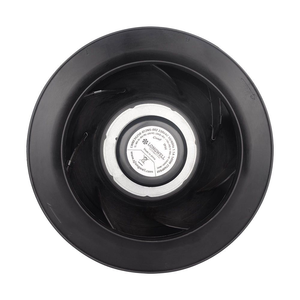 LONGWELL 280mm EC Motor Centrifugal Fan 230v Backward Curved Centrifugal Fan Without Bracket